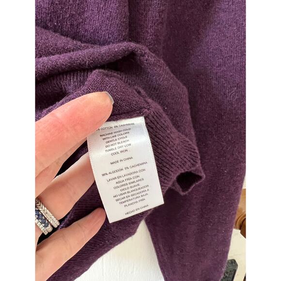 Hickey Freeman cotton cashmere crewneck sweater eggplant L - Picture 6 of 6